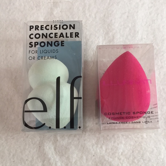 New Bundle Of 2 Liquid/Cream Make-Up Sponges Elf/Illuminati - Picture 1 of 5